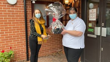 Local lady donates hamper to staff at Lincoln care home